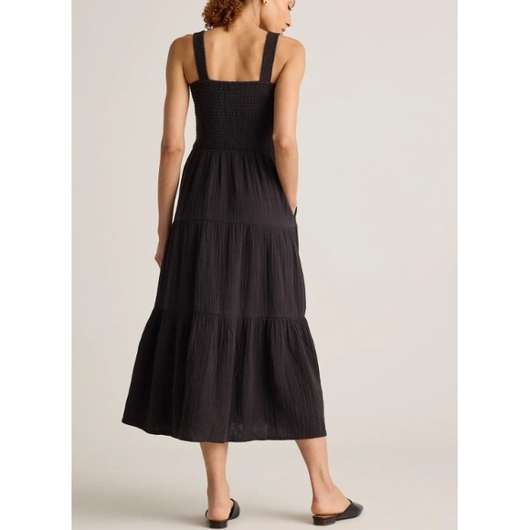 Quince Organic Cotton Gauze Smocked Sleeveless Midi Dress Black XL LB64155-RK001 - Picture 9 of 9